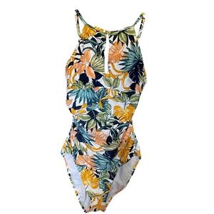 NWOT Ellen Tracy High Neck Tropical One Piece SwimsuitSuit Size 8